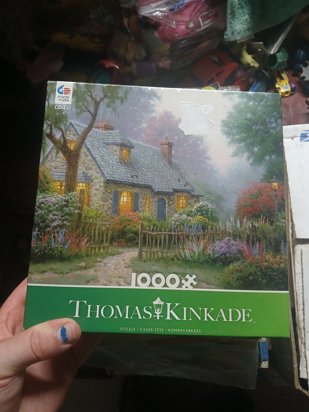 Thomas Kinkade Cottage Garden Puzzle with Green Accent
